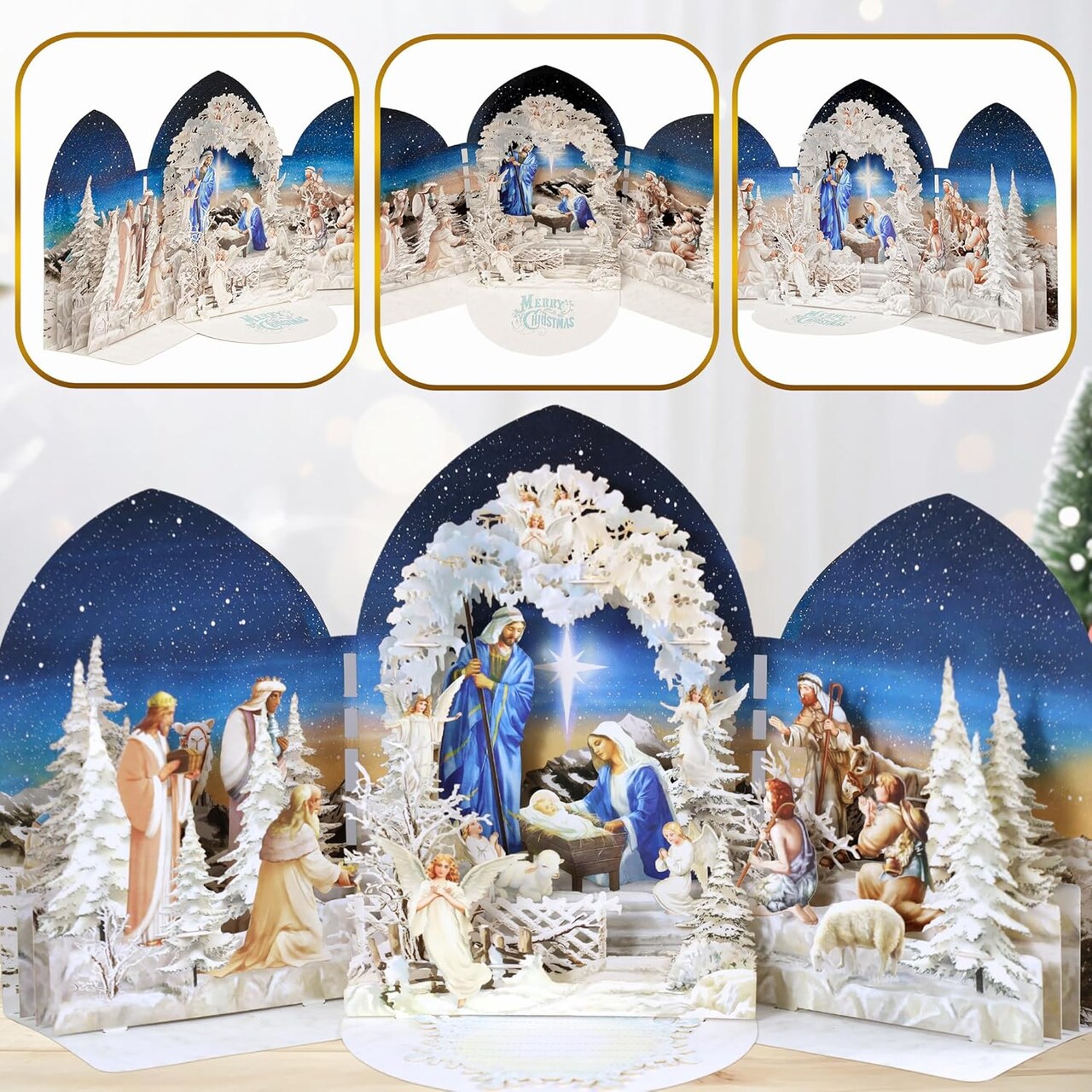 Pop up Christmas Cards Nativity, 3D Holy Night Nativity, Jesus Christ Birth Scene, Handcrafted Christmas Decoration, Merry Christmas Gift, Holiday Card, Religious Christmas Cards, Note Card &Envelope
